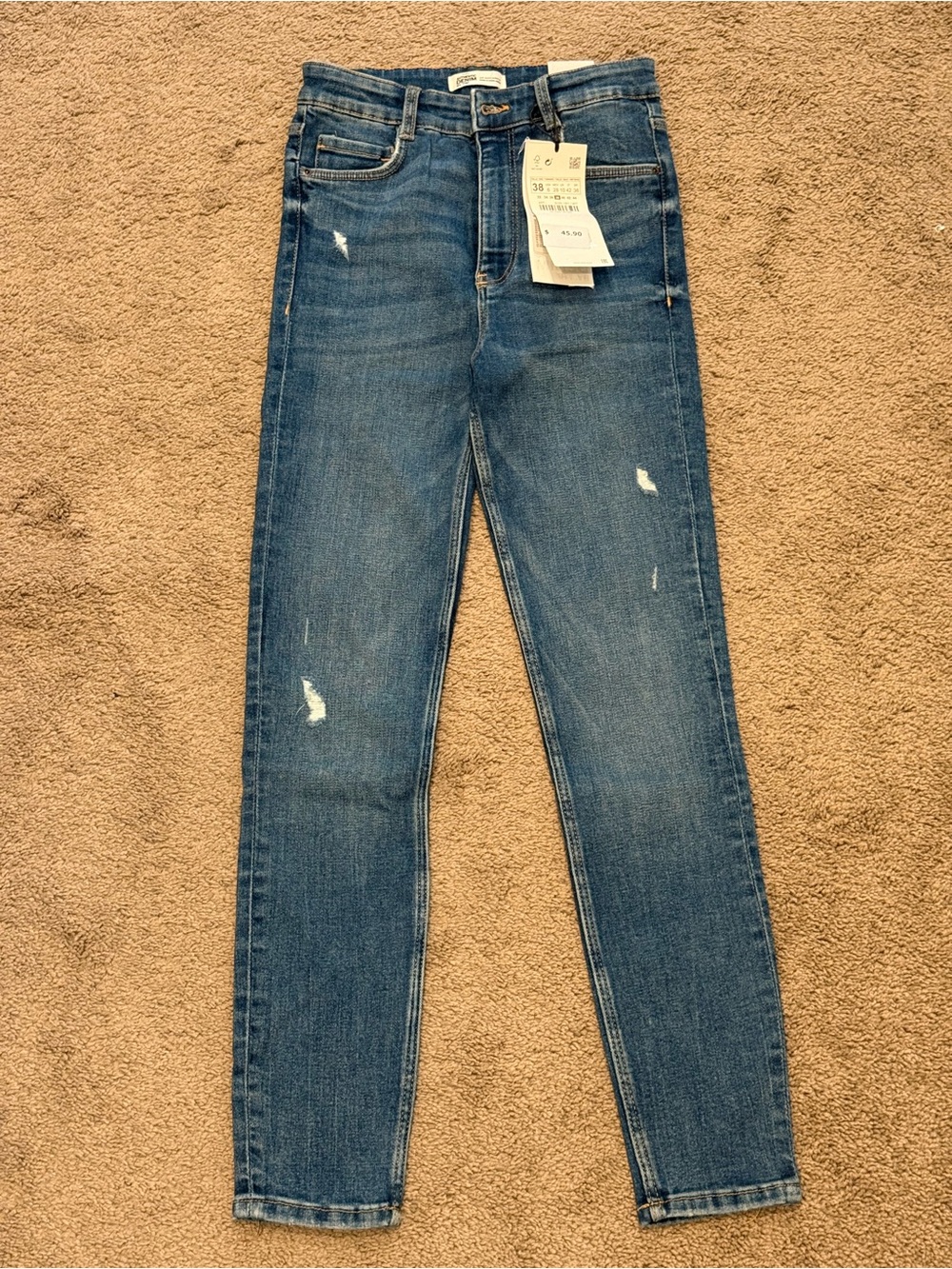 Zara TRF High Rise Ankle Length Size 6 Blue Denim Jeans